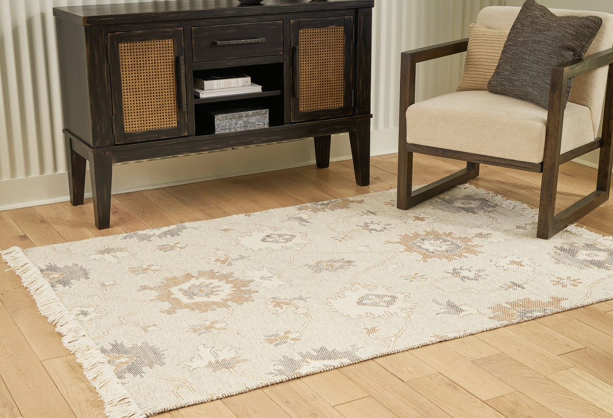 Hoover Furniture Outlet - Ashley Furniture - Calkin 5' x 7' Rug - 5' x 7' Rug / Linen/Gray/Caramel - R406392