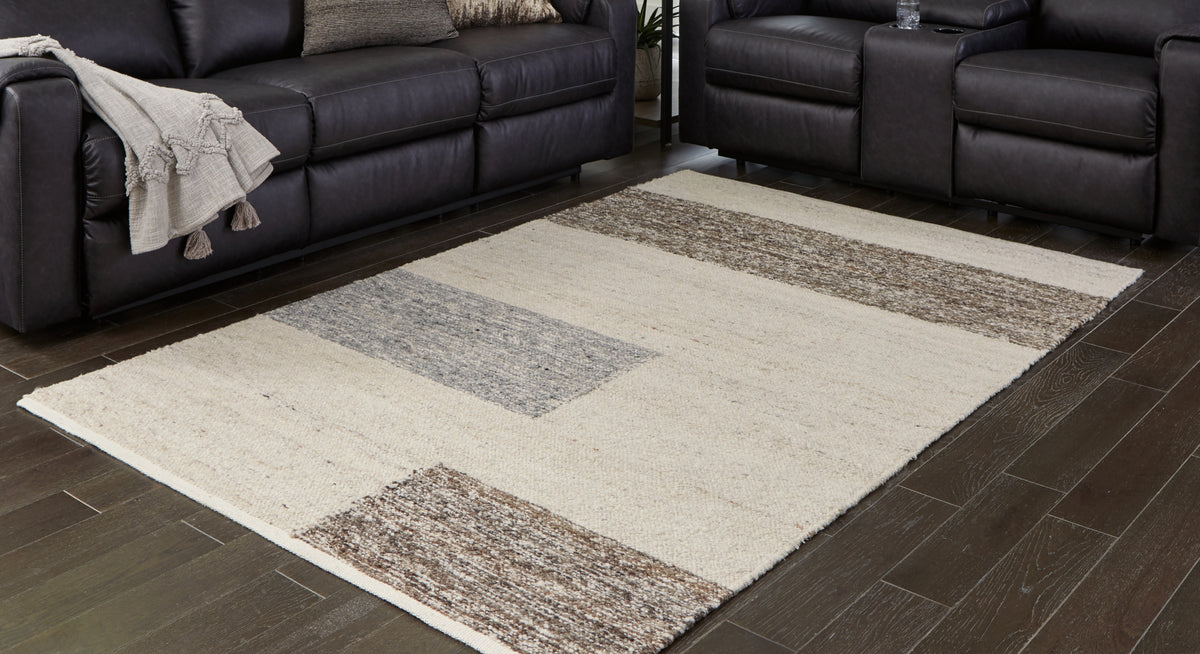 Hoover Furniture Outlet - Ashley Furniture - Barus 5' x 7' Rug - 5' x 7' Rug / Beige/Brown/Gray - R406402