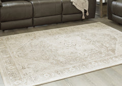 Hoover Furniture Outlet - Ashley Furniture - Gatwell 5' x 7' Rug - 5' x 7' Rug / Ivory/Gray/Tan - R406512