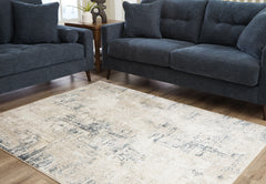 Hoover Furniture Outlet - Ashley Furniture - Gentor 5' x 7' Rug - 5' x 7' Rug / Blue/Ivory - R406522