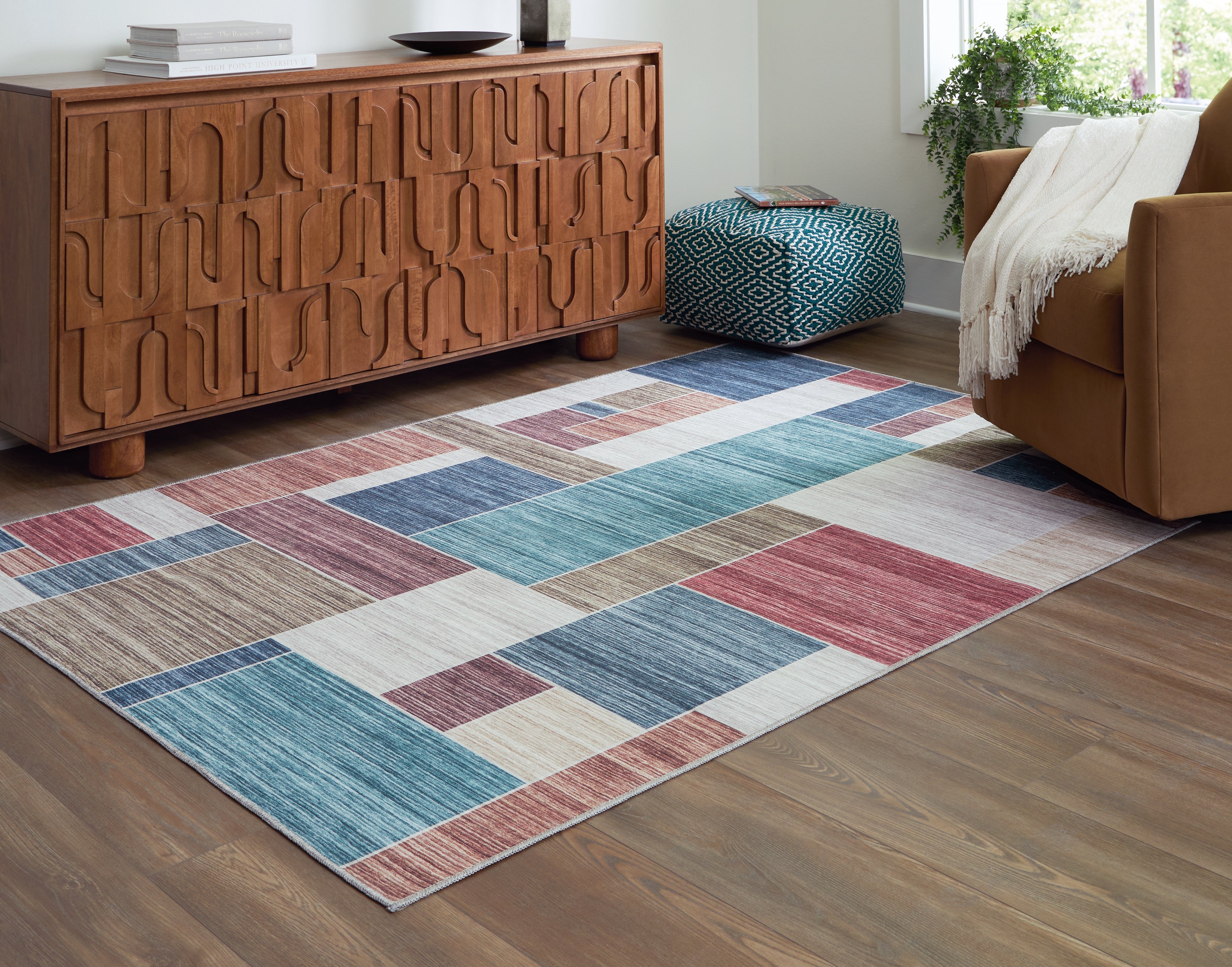 Hoover Furniture Outlet - Ashley Furniture - Numore 5'2" x 6'11" Washable Rug - 5'2" x 6'11" Washable Rug / Multi - R406662