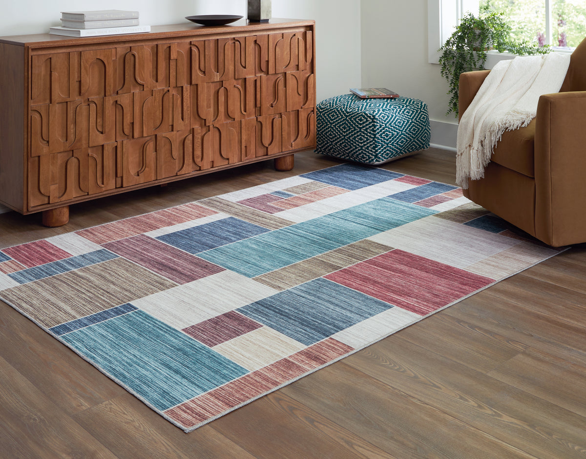 Hoover Furniture Outlet - Ashley Furniture - Numore 5'2" x 6'11" Washable Rug - 5'2" x 6'11" Washable Rug / Multi - R406662