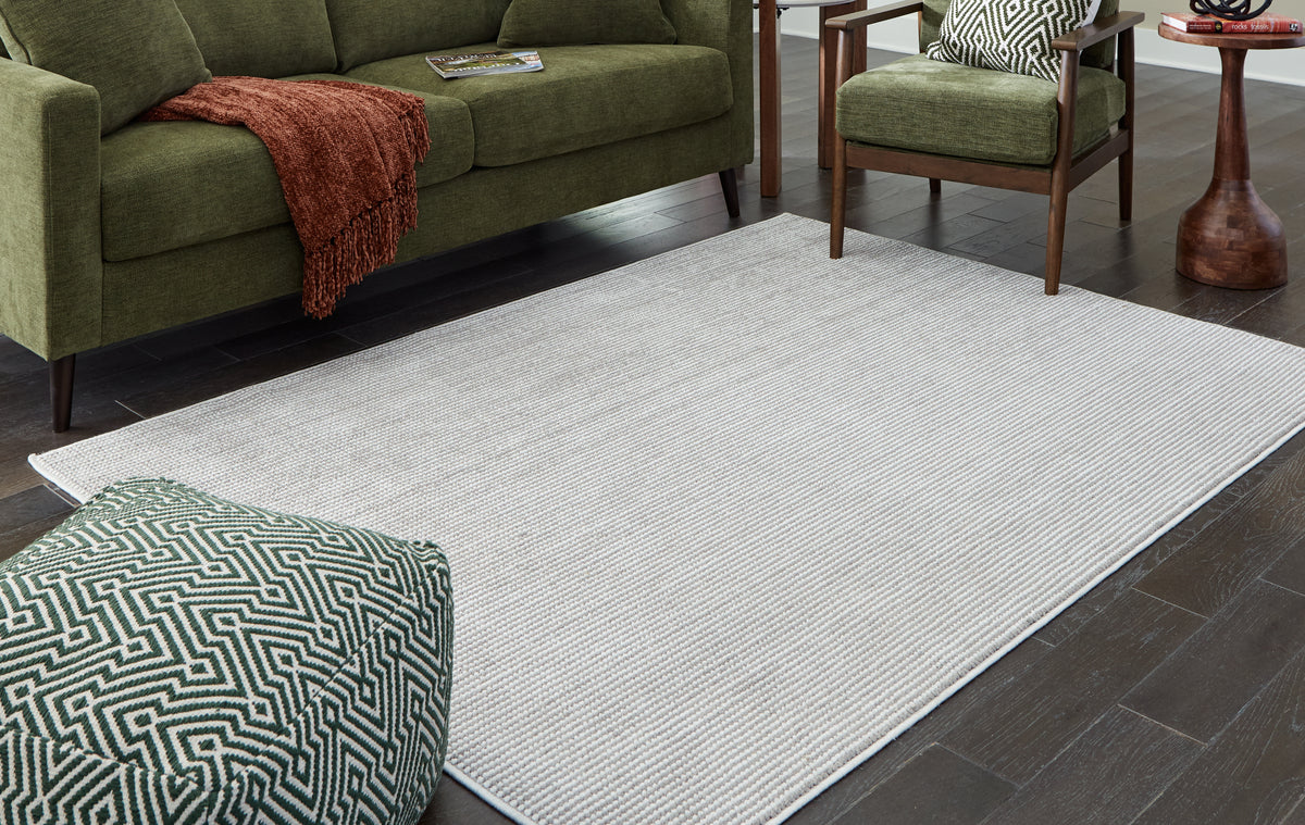 Hoover Furniture Outlet - Ashley Furniture - Eduring 5' x 7' Rug - 5' x 7' Rug / Ivory/Taupe - R406692