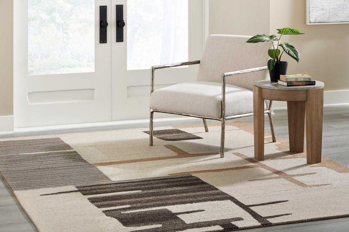 Hoover Furniture Outlet - Ashley Furniture - Kencher 8' x 10' Rug - 8' x 10' Rug / Beige/Brown - R406821
