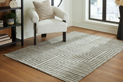 Hoover Furniture Outlet - Ashley Furniture - Jossen 5' x 7' Rug - 5' x 7' Rug / Ivory/Gray - R406832