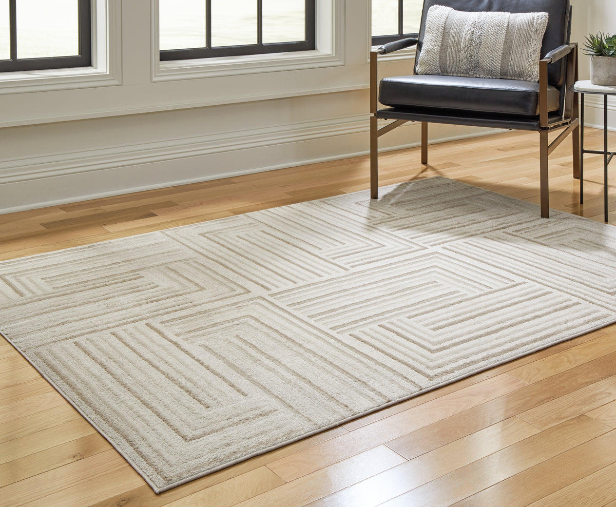 Hoover Furniture Outlet - Ashley Furniture - Darmondard 5' x 7' Rug - 5' x 7' Rug / Cream/Taupe - R406942