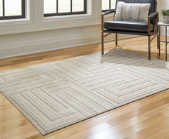 Hoover Furniture Outlet - Ashley Furniture - Darmondard 5' x 7' Rug - 5' x 7' Rug / Cream/Taupe - R406942