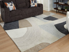 Hoover Furniture Outlet - Ashley Furniture - Edrickhill 8' x 10' Rug - 8' x 10' Rug / Grayish Teal/Taupe/Cream - R407121