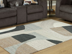Hoover Furniture Outlet - Ashley Furniture - Edrickhill 5' x 7' Rug - 5' x 7' Rug / Grayish Teal/Taupe/Cream - R407122