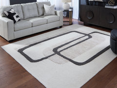 Hoover Furniture Outlet - Ashley Furniture - Davismour 7'8" x 10' Area Rug - 7'8" x 10' Area Rug / Ivory/Taupe/Charcoal - R407561
