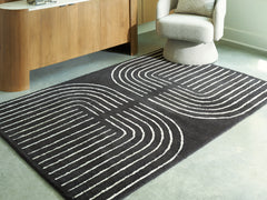 Hoover Furniture Outlet - Ashley Furniture - Eldonmore 5' x 7' Area Rug - 5' x 7' Area Rug / Black/Ivory - R407572
