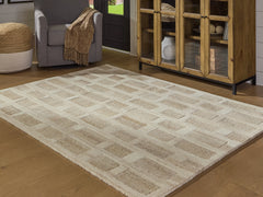 Hoover Furniture Outlet - Ashley Furniture - Lisgrove 5' x 7' Area Rug - 5' x 7' Area Rug / Tan/Brown/White - R407712