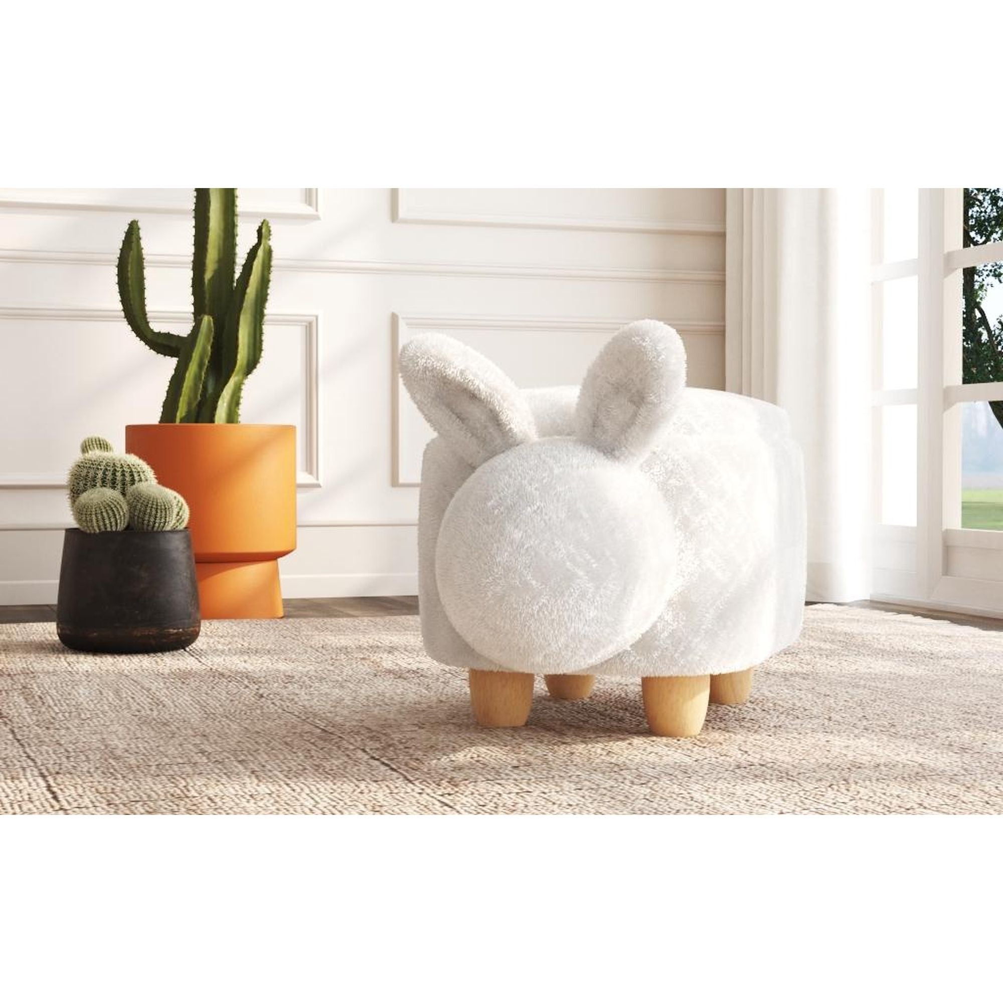 Rabbit Storage Stool in White – SKU Y-13890-7-ST | Elements