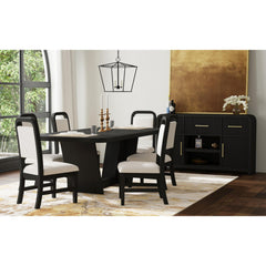 Ridgemont Dining Side Chair with White Fabric in Black with Grain (2 Per Carton) – SKU D-14440-8W-SC2 | Elements