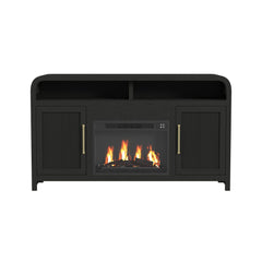 Ridgemont Complete 60" Fireplace Cabinet in Black with Grain - Single Pack