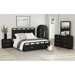 Ridgemont King Storage Bed in Black with Grain