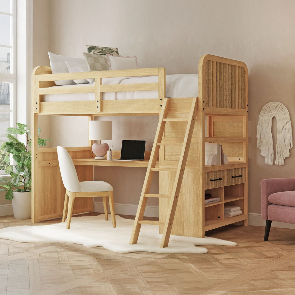 Ridgemont Loft Complete Bunk Bed in Natural – SKU Y-14440-6-LB | Elements