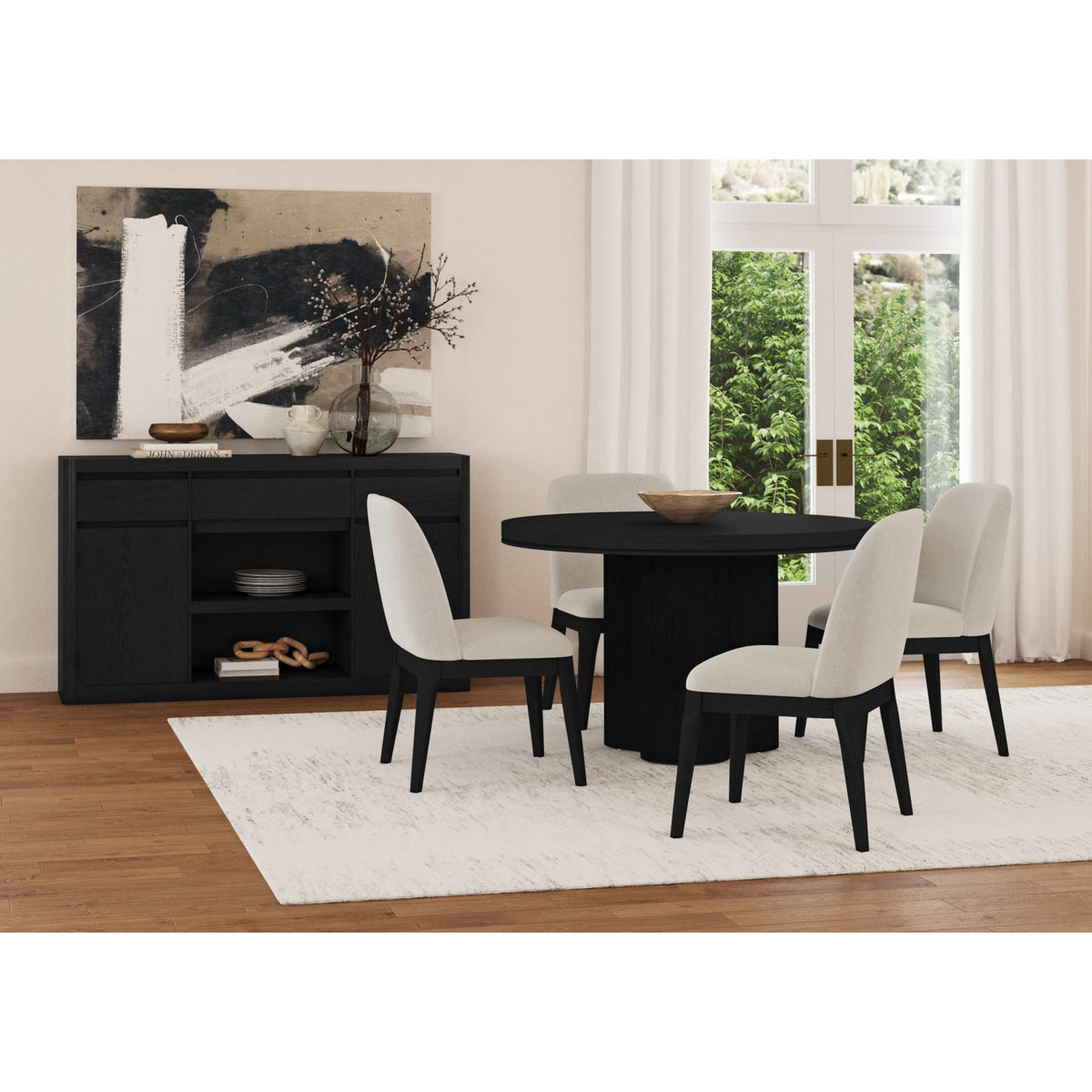 Rosalie Round Dining Table in Black – SKU D-16860-8-RDT | Elements