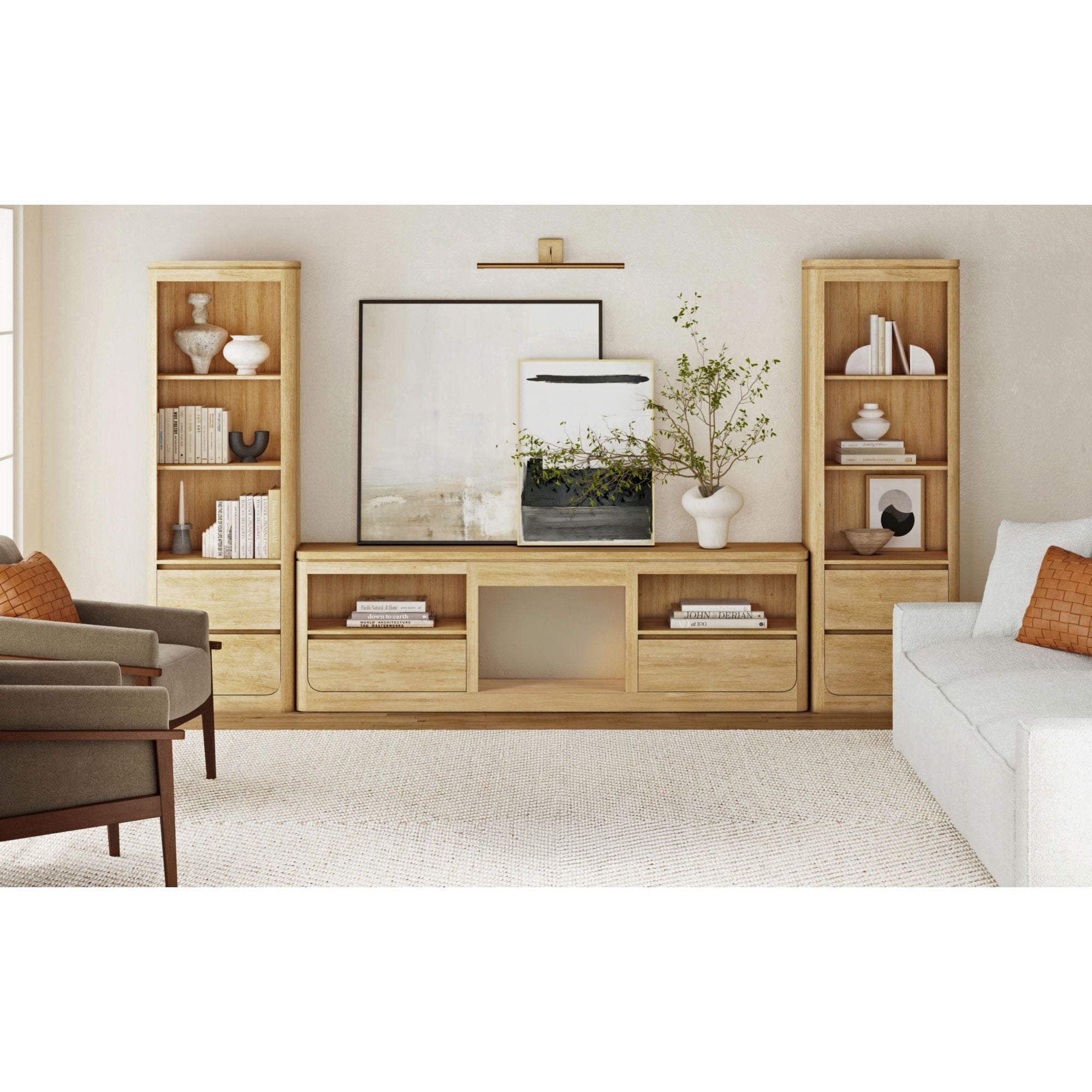 Rosalie 82" TV Console without Fireplace Insert in Natural – SKU LA-16860-6-TV3 | Elements