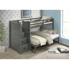 Sami Twin Over Full Step Bunk with Left HB in Grey – SKU SM350TFBL | Elements