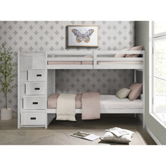 Sami Twin Over Twin Step Bunk with Left HB in White – SKU SM750TTBL | Elements
