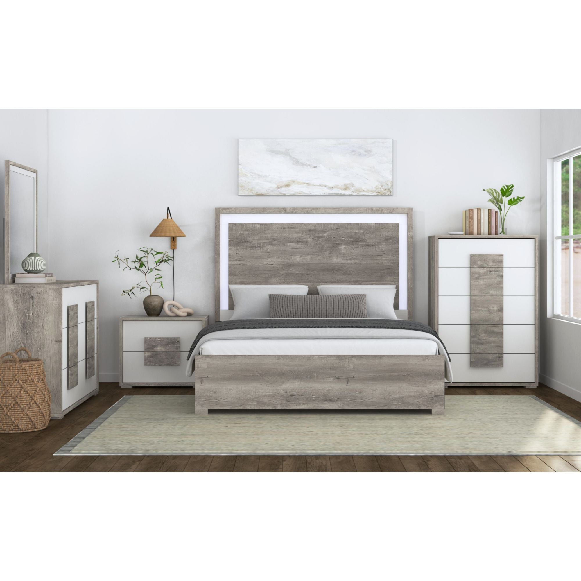 San Matteo Queen Bed with LED in Dual Tone – SKU B-16010-7-QBL | Elements