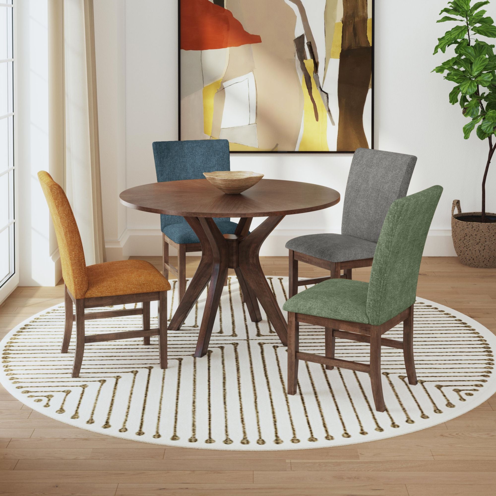 Santa Barbara Round Dining Table in Walnut – SKU D-16550-5-RDT | Elements