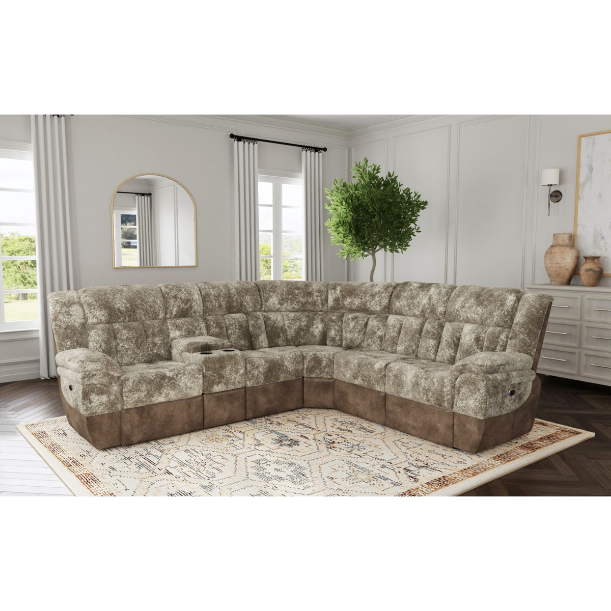 Santorini RHF Power Motion Recliner in Dillon/Shire Cappuccino – SKU U-13730-10541-155P | Elements