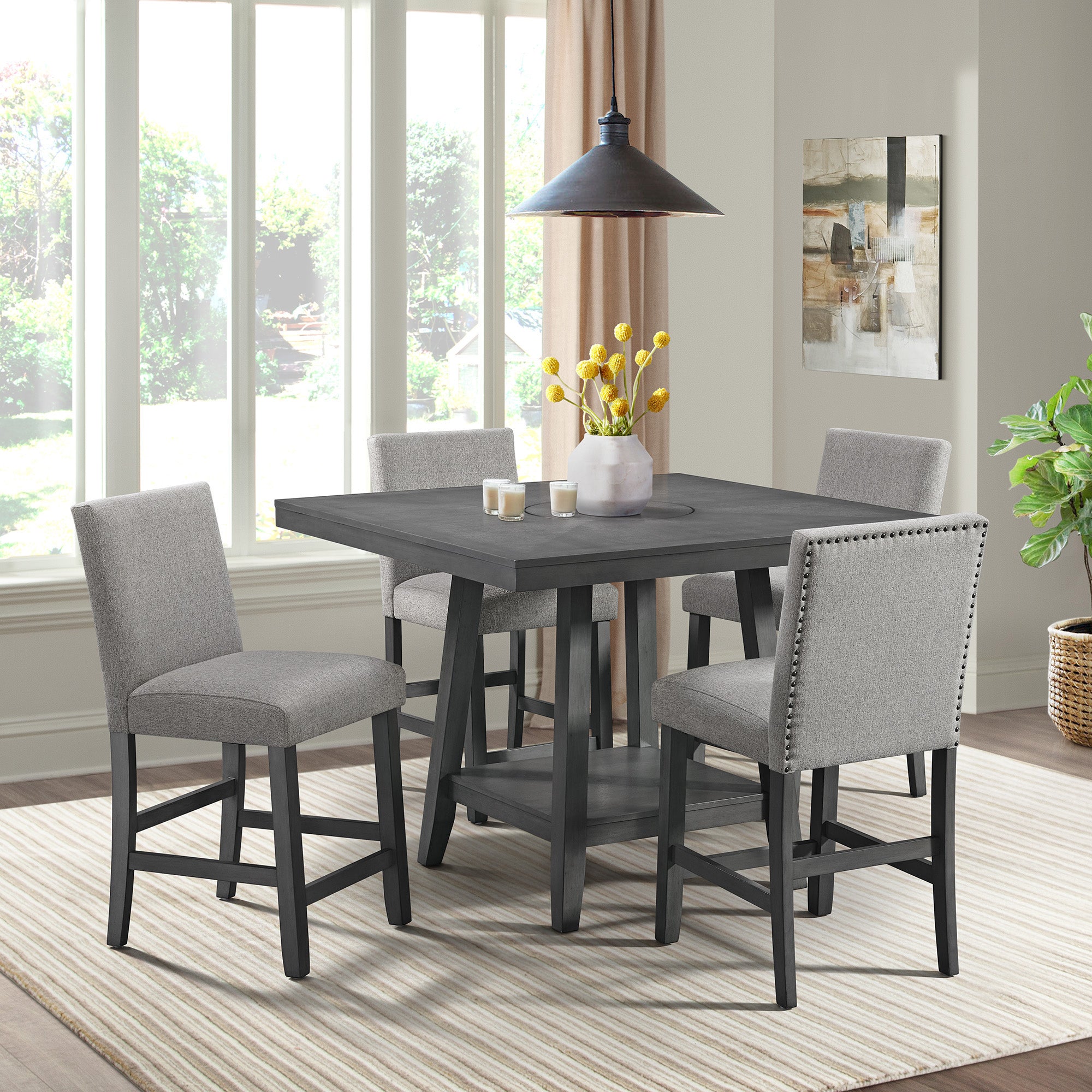 Seneca Counter Side Chair with Grey Fabric in Grey (2 Per Carton) – SKU D-7670-3-CSC | Elements