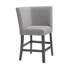 Seneca Counter Corner Bench with Upholstered Back and Grey Fabric in Grey