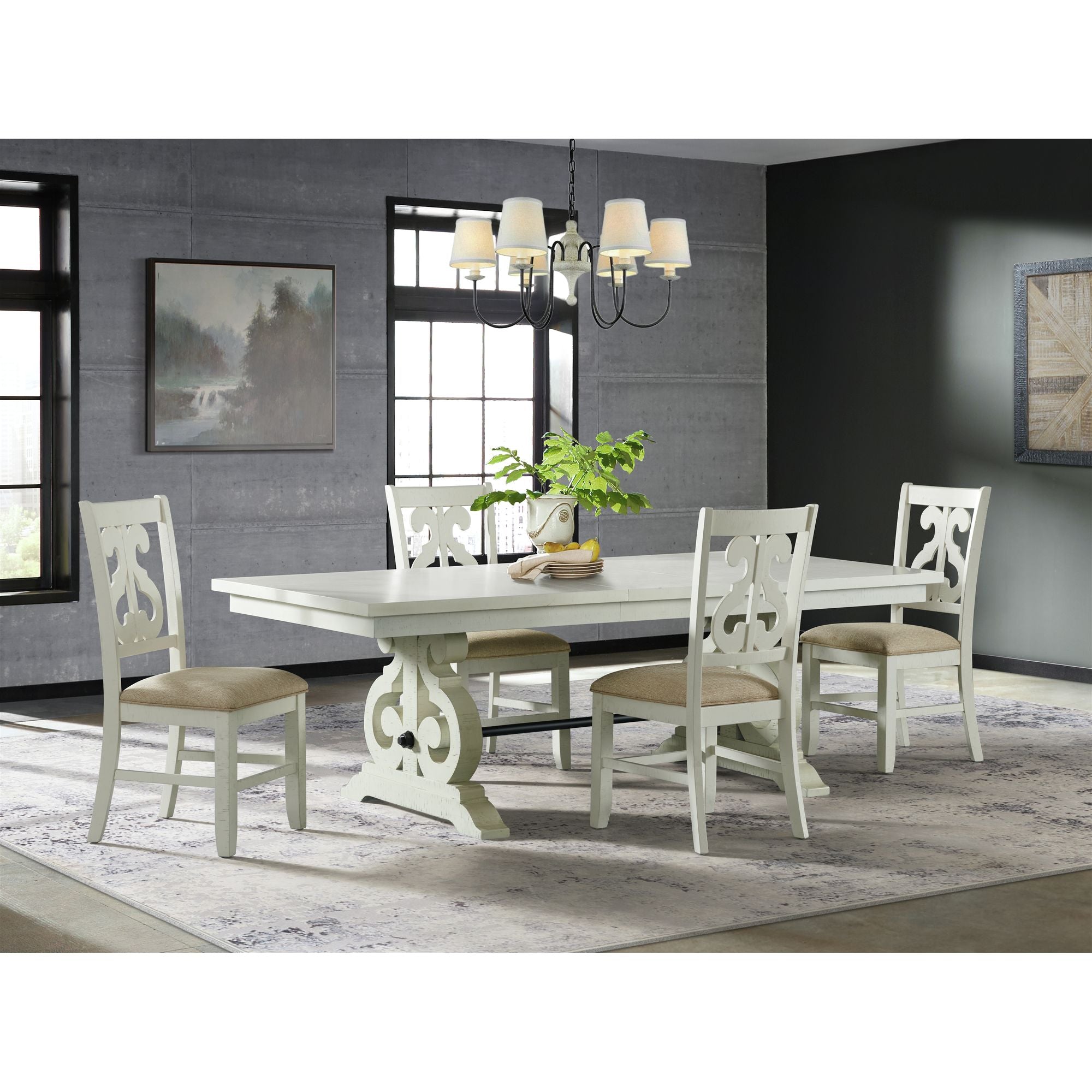 Stone Wooden Swirl Back Side Chair in White (2 Per Pack) – SKU DST750SC | Elements
