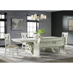 Stone Wooden Swirl Back Side Chair in White (2 Per Pack)