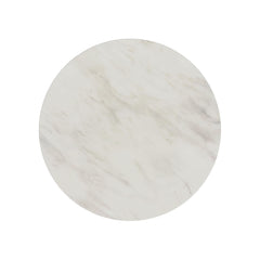 Sylvie Round Coffee Table with White Faux Marble Top and Base in Dark Brown