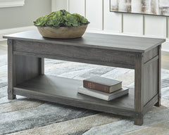 Hoover Furniture Outlet - Ashley Furniture - Freedan Lift-Top Coffee Table - Rect Lift Top Cocktail Table / Grayish Brown - T175-9
