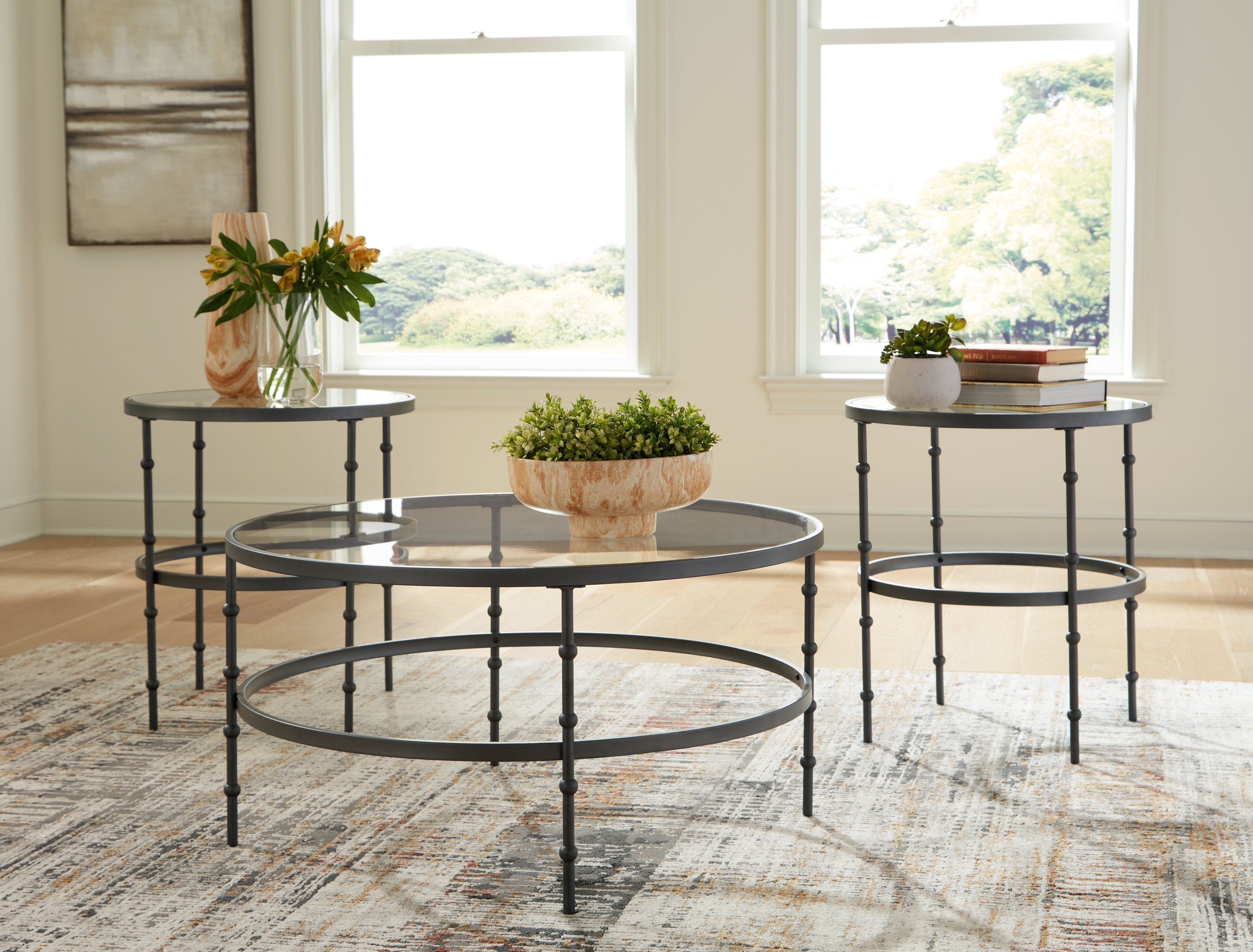 Hoover Furniture Outlet - Ashley Furniture - Kellyco Table (Set of 3) - Occasional Table Set (3/CN) / Gunmetal - T246-13