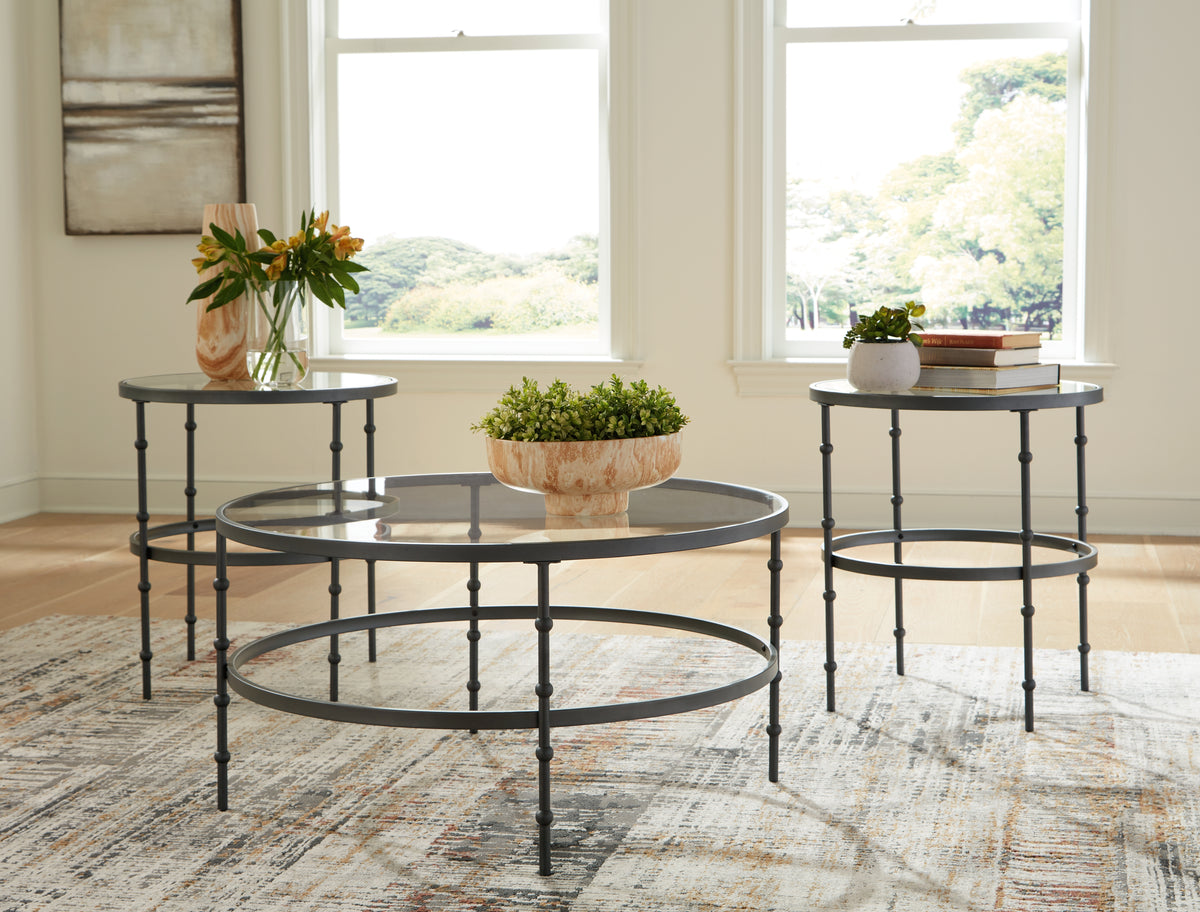 Hoover Furniture Outlet - Ashley Furniture - Kellyco Table (Set of 3) - Occasional Table Set (3/CN) / Gunmetal - T246-13