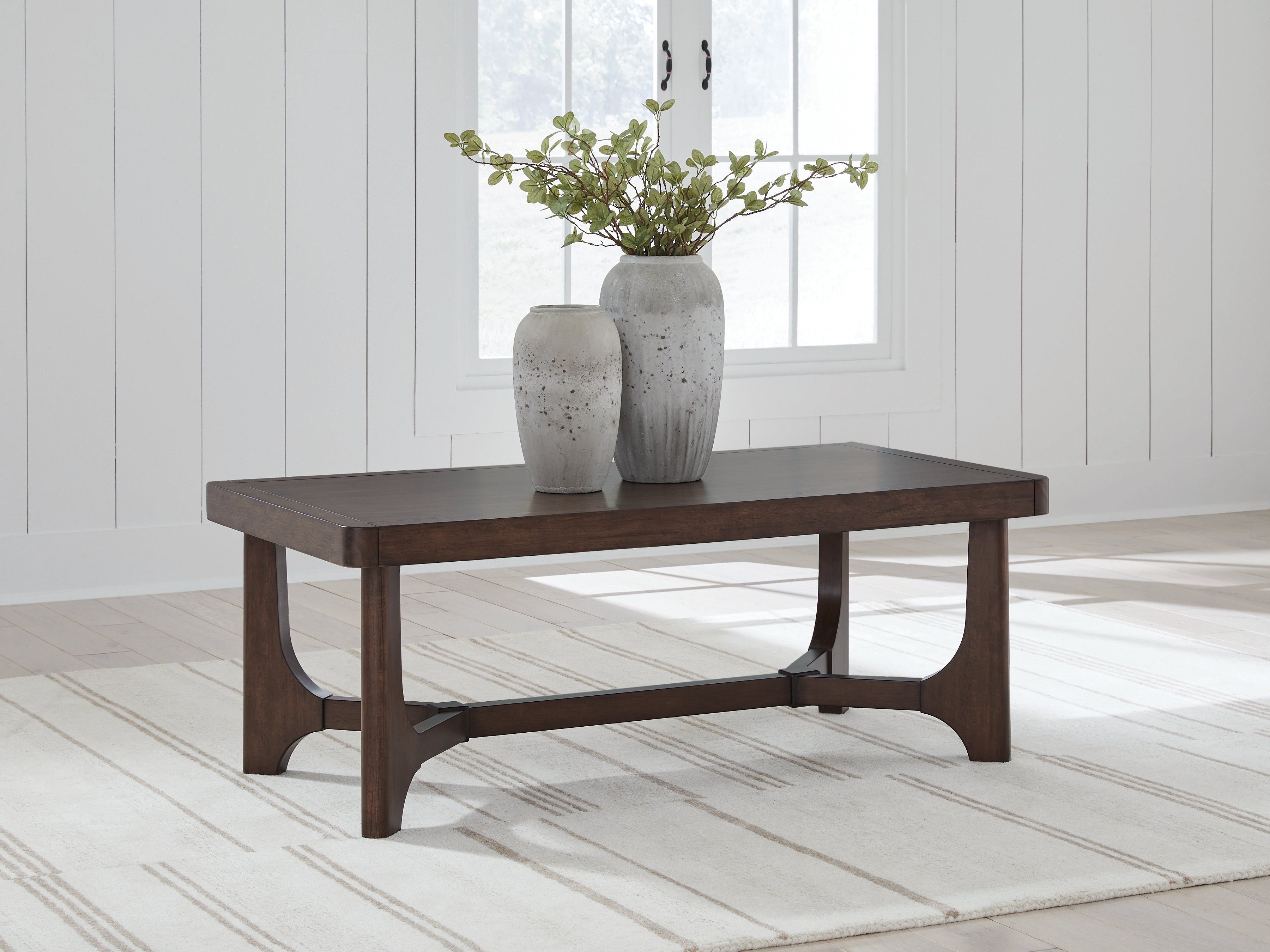 Hoover Furniture Outlet - Ashley Furniture - Korestone Coffee Table - Rectangular Cocktail Table / Dark Brown - T438-1