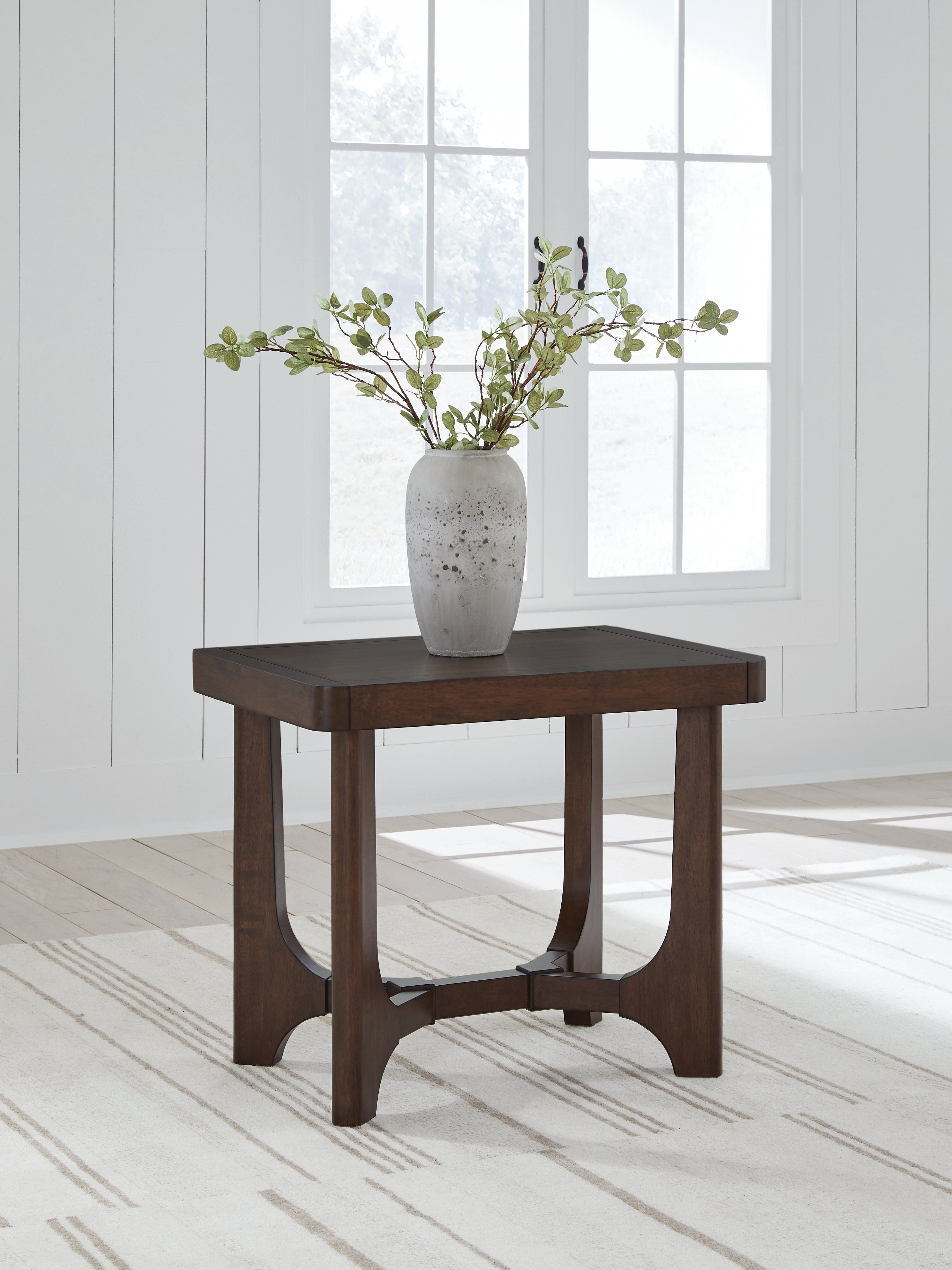 Hoover Furniture Outlet - Ashley Furniture - Korestone End Table - Rectangular End Table / Dark Brown - T438-3