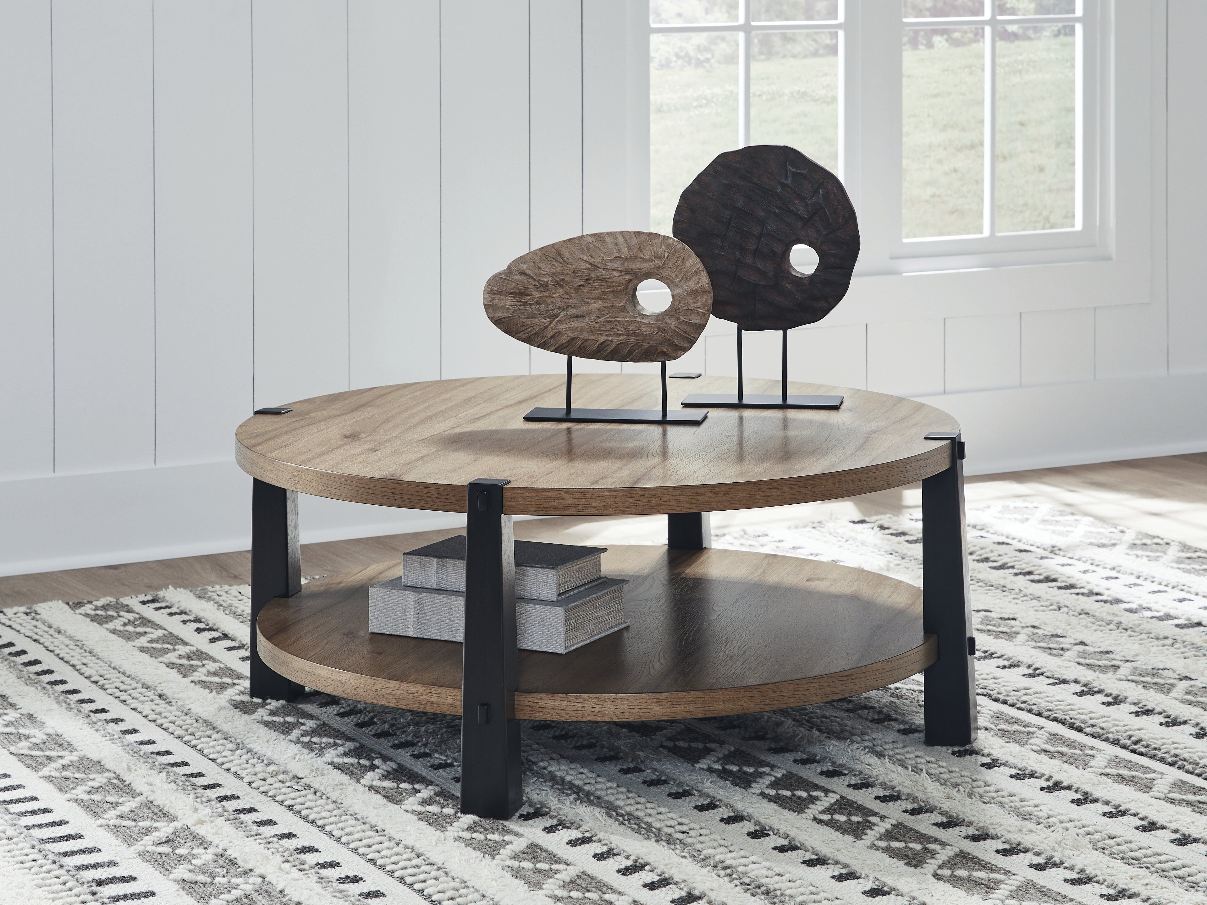 Hoover Furniture Outlet - Ashley Furniture - Ridgester Coffee Table - Round Cocktail Table - T518-8