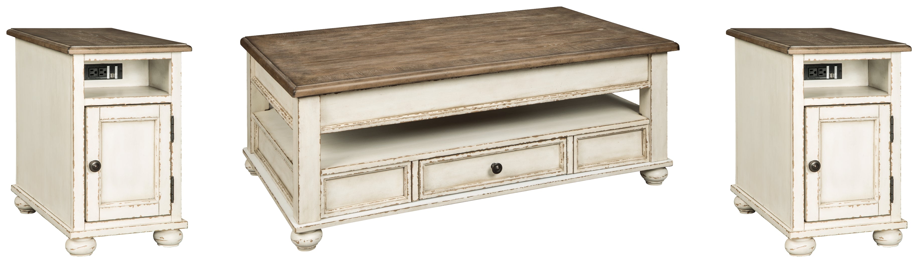 Hoover Furniture Outlet - Ashley Furniture - Realyn Coffee Table and 2 Chairside End Tables - Coffee Table and 2 Chairside End Tables - T523T1