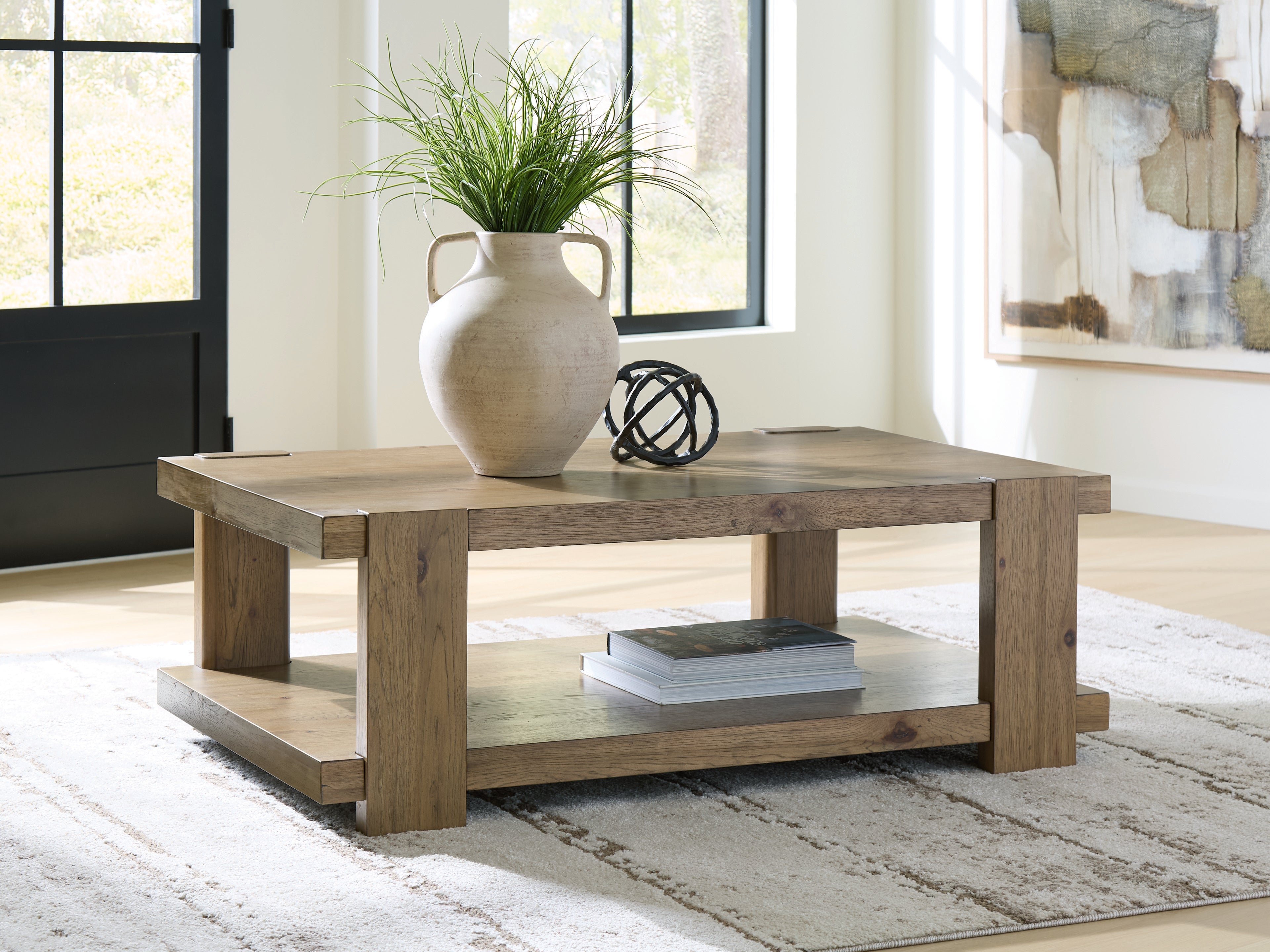 Hoover Furniture Outlet - Ashley Furniture - Flangren Coffee Table - Rectangular Cocktail Table - T553-1