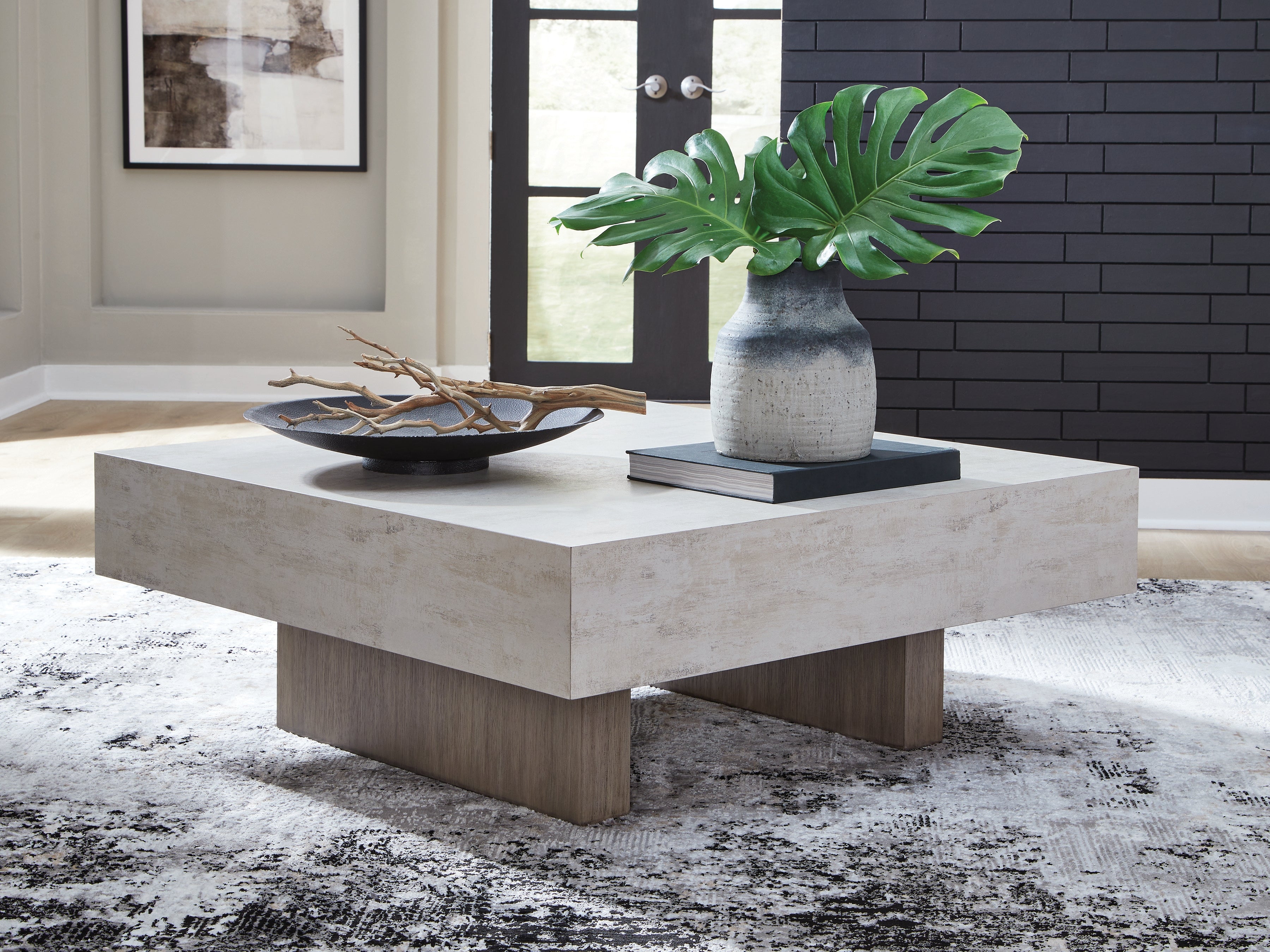 Hoover Furniture Outlet - Ashley Furniture - Jorlaina Coffee Table - Square Cocktail Table / Light Grayish Brown - T622-8