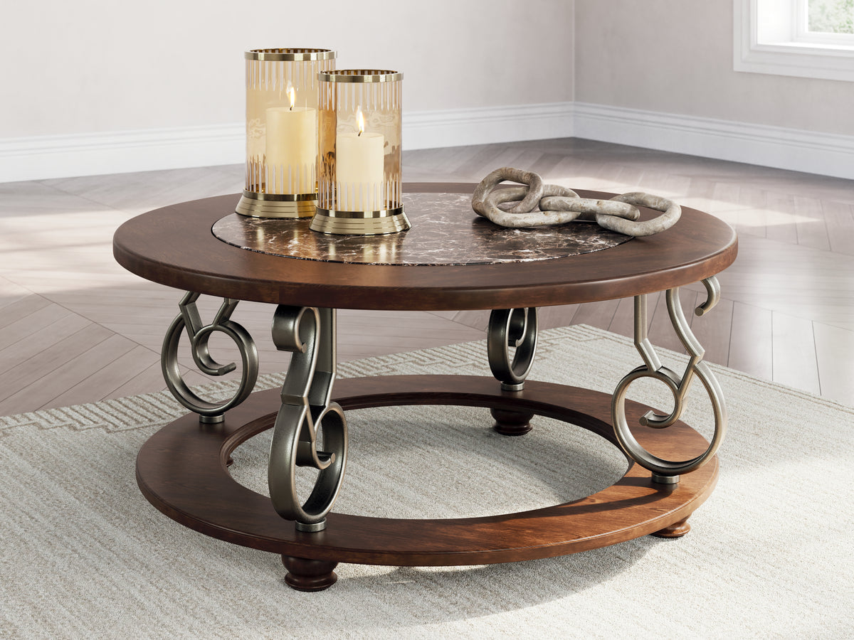 Hoover Furniture Outlet - Ashley Furniture - Frallyn Coffee Table - Round Cocktail Table - T623-8