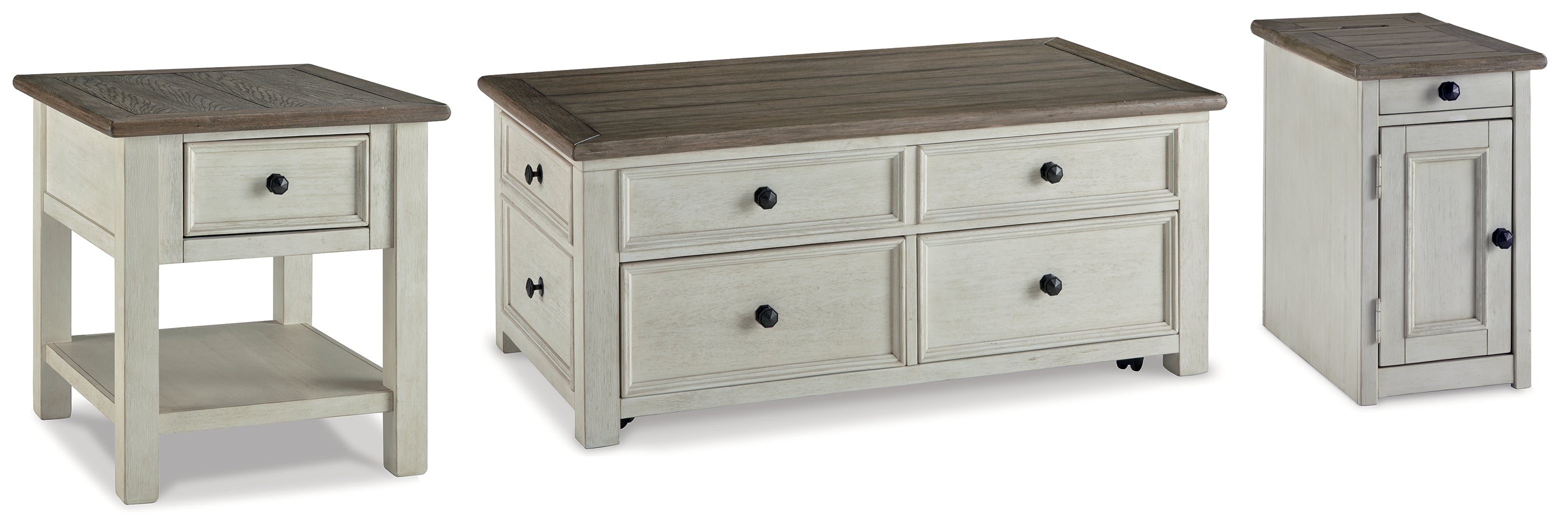 Hoover Furniture Outlet - Ashley Furniture - Bolanburg Coffee Table with End Table and Chairside End Table - Coffee Table with End Table and Chairside End Table - T637T1