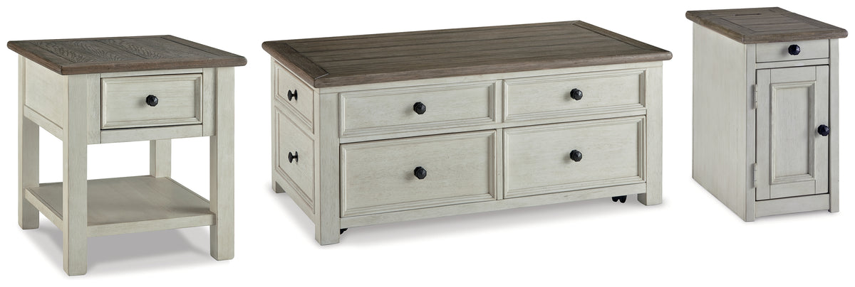 Hoover Furniture Outlet - Ashley Furniture - Bolanburg Coffee Table with End Table and Chairside End Table - Coffee Table with End Table and Chairside End Table - T637T1