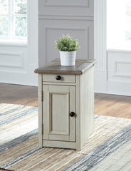 Hoover Furniture Outlet - Ashley Furniture - Bolanburg Chairside End Table with USB Ports & Outlets - Chair Side End Table / Two-tone - T637-7