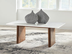 Hoover Furniture Outlet - Ashley Furniture - Isanti Coffee Table - Rectangular Cocktail Table / Light Brown/White - T662-1