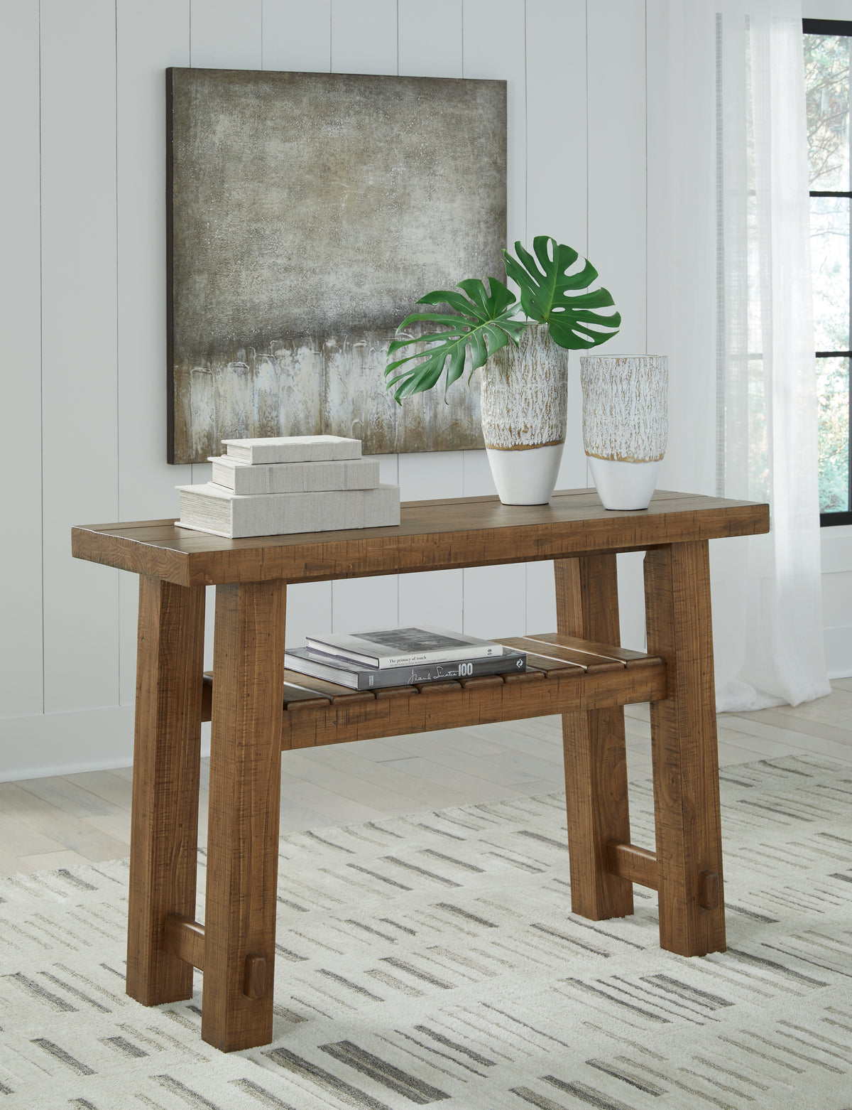 Hoover Furniture Outlet - Ashley Furniture - Mackifeld Sofa Table - Sofa Table / Warm Brown - T724-4