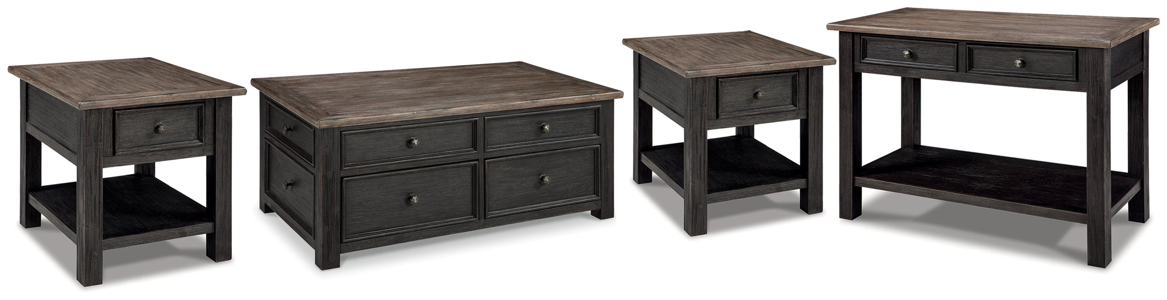 Hoover Furniture Outlet - Ashley Furniture - Tyler Creek Coffee Table and 2 End Tables with Console - Coffee Table and 2 End Tables with Console - T736T3
