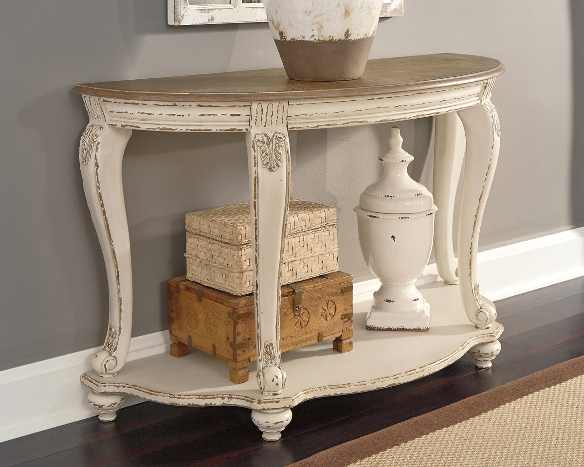 Hoover Furniture Outlet - Ashley Furniture - Realyn Sofa Table - Sofa Table / White/Brown - T743-4